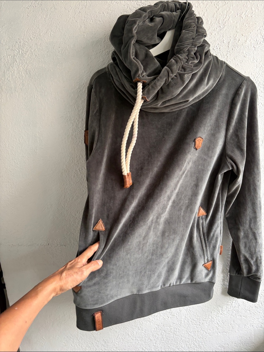 Naketano Velvet Funnel Neck Pullover Sweater - Gray - Picture 2 of 11